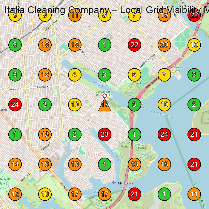 Italia Cleaning Company House Cleaning Service GeoGrid ranking map for Brooklyn NY